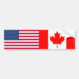American & Canadian Flags Bumper Sticker