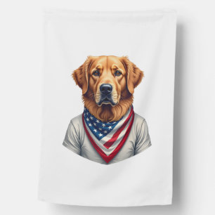 American Canine Golden Retriever Vintage Tee House Flag