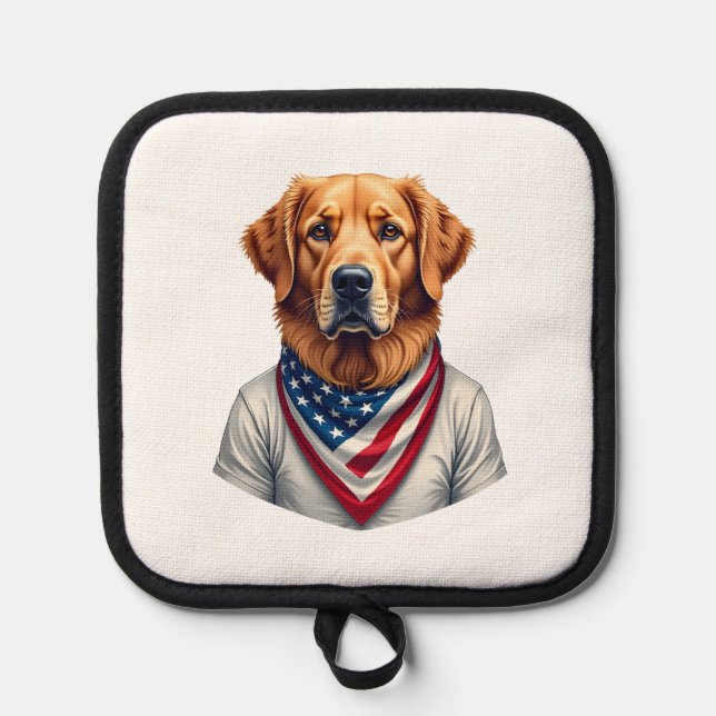 American Canine Golden Retriever Vintage Tee Pot Holder (Front)