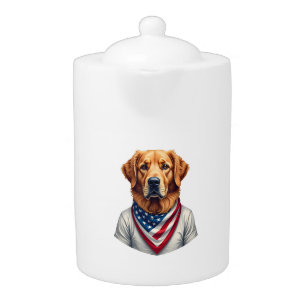 American Canine Golden Retriever Vintage Tee Teapot
