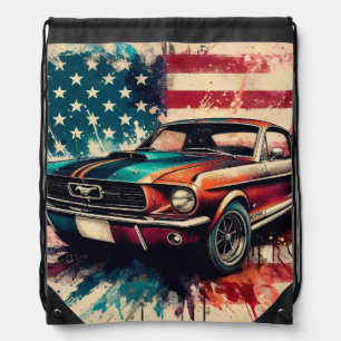 American car drawstring bag