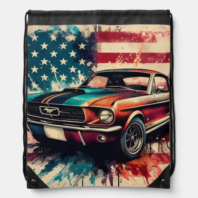 American car drawstring bag (Front)