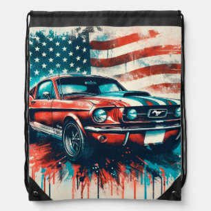 American car drawstring bag