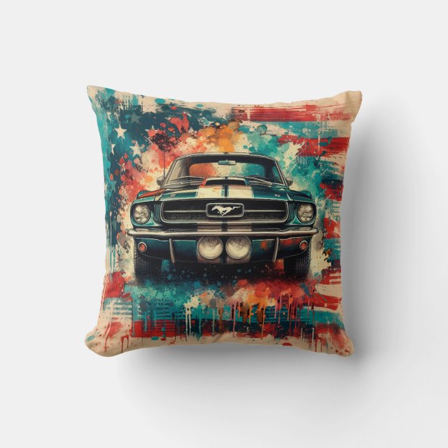 American car throw pillow (Front)