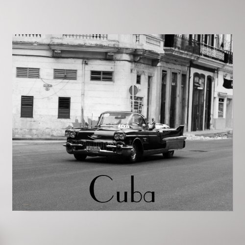 American Cars in Havana Cuba Poster