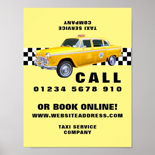 American Cartoon Style Yellow Taxi Advertising Poster