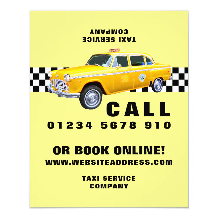 American Cartoon Style Yellow Taxi with Price List Flyer | Zazzle