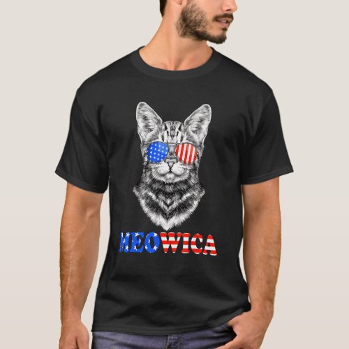 American Cat 4th Of July Meowica Merica Men Usa Fl T_Shirt