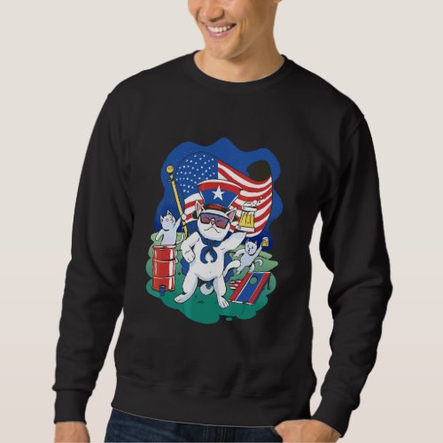 American Catbeer Usa Flag Memorial Cornhole Sweatshirt