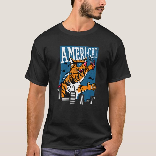 American Cat Giant Ameri Cat 4th Of July T-Shirt (Front)