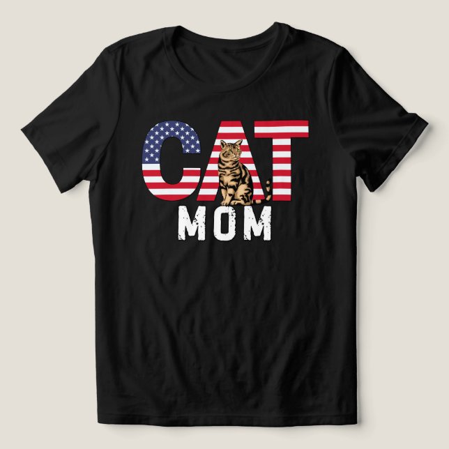 American Cat Mom Tri-Blend Shirt (Design Front)