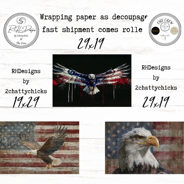 American Celebration Patriotic Eagle Decoupage Wrapping Paper Sheets (Creator Uploaded)