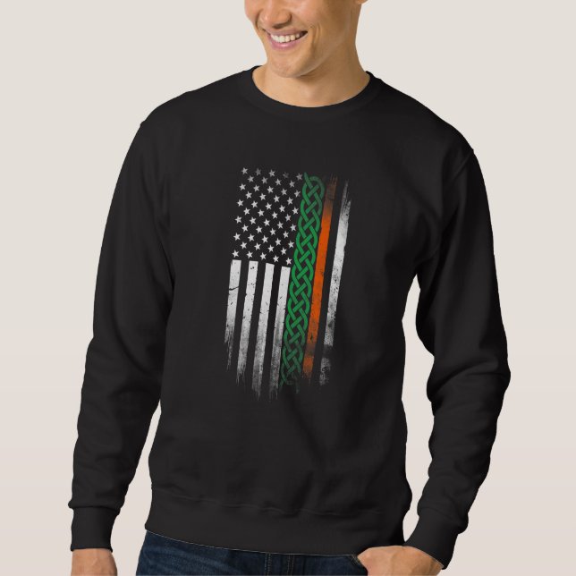 American Celtic knot Stripes flag Irish Patrick's  Sweatshirt (Front)