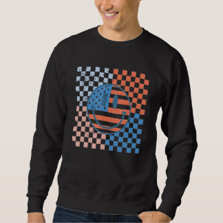 American Checkered Flag Smile Face Retro 4th Of Ju Sweatshirt