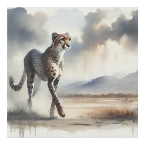 American Cheetah AREF450 _ Watercolor Faux Canvas Print