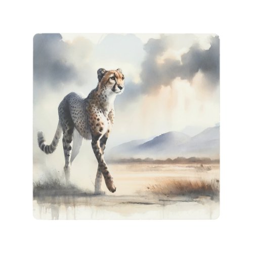 American Cheetah AREF450 _ Watercolor Metal Print