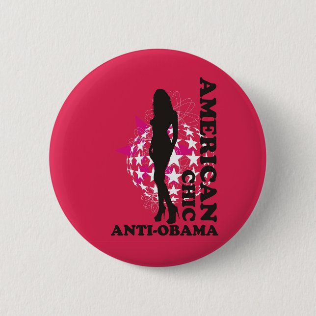 AMERICAN CHIC - ANTI OBAMA - 001 PINBACK BUTTON (Front)