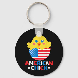 American Chick Funny 4th Of July Independence Day Keychain