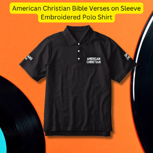 American Christian Bible Verses on Sleeve Embroidered Polo Shirt