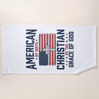 American Christian Flag Cross Vintage Shirt Beach Towel