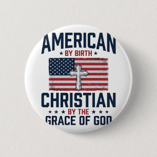 American Christian Flag Cross Vintage Shirt Button