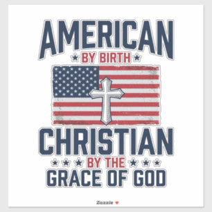 American Christian Flag Cross Vintage Shirt Sticker