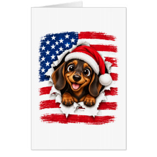 American Christmas Dachshund Card