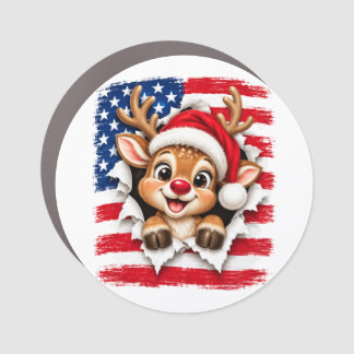 American Christmas Reindeer Car Magnet