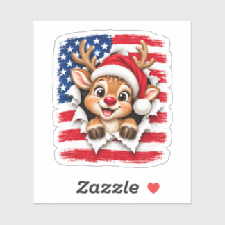 American Christmas Reindeer Sticker