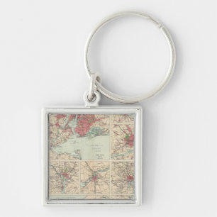 American cities on uniform scale keychain