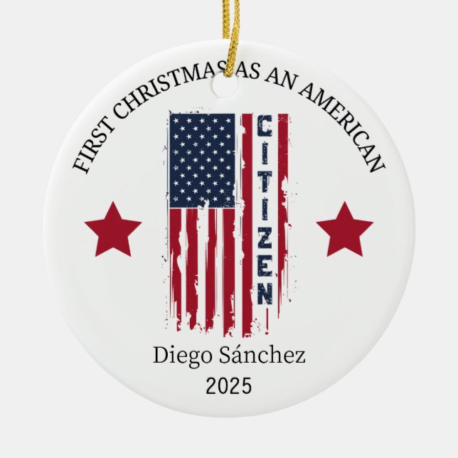 American Citizen Ornament, US Citizenship Ceramic Ornament (Front)