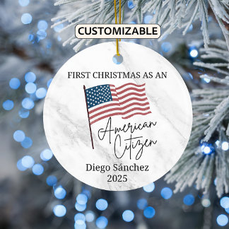 American Citizen Ornament, US Citizenship Ceramic Ornament