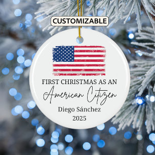 American Citizen Ornament, US Citizenship Ceramic Ornament