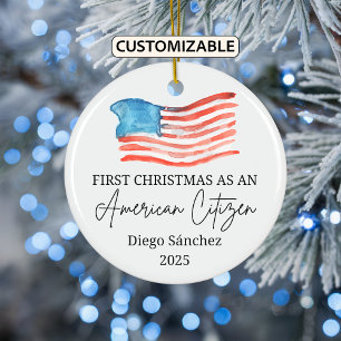 American Citizen Ornament, US Citizenship Ceramic Ornament