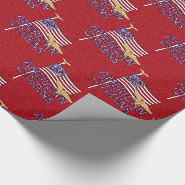 American Citizens Flag, Red-Gift Wrap Wrapping Paper (Corner)