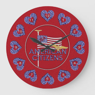 American Citizens Round Wall Clock RED
