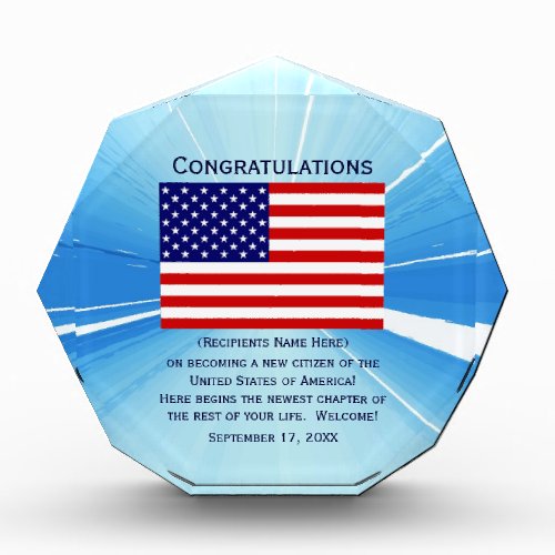 American Citizenship Flag Award by Janz with Date