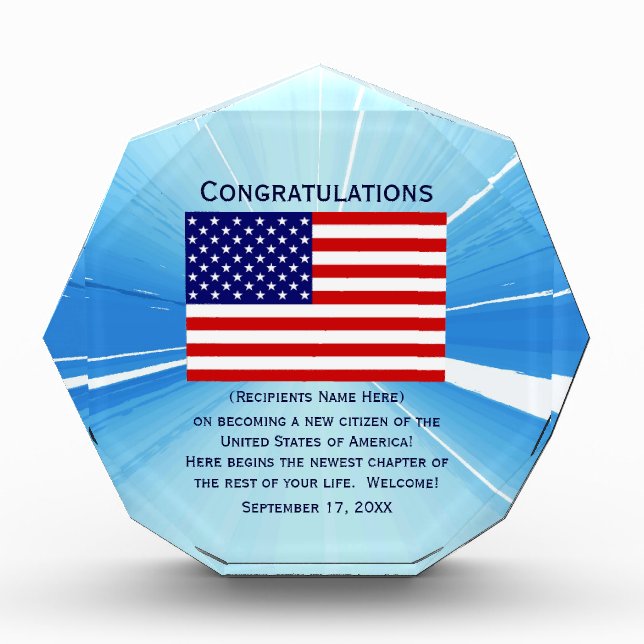 American Citizenship Flag Award by Janz with Date (Front)