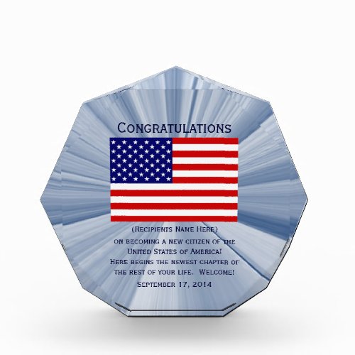 American Citizenship Flag Award with Date