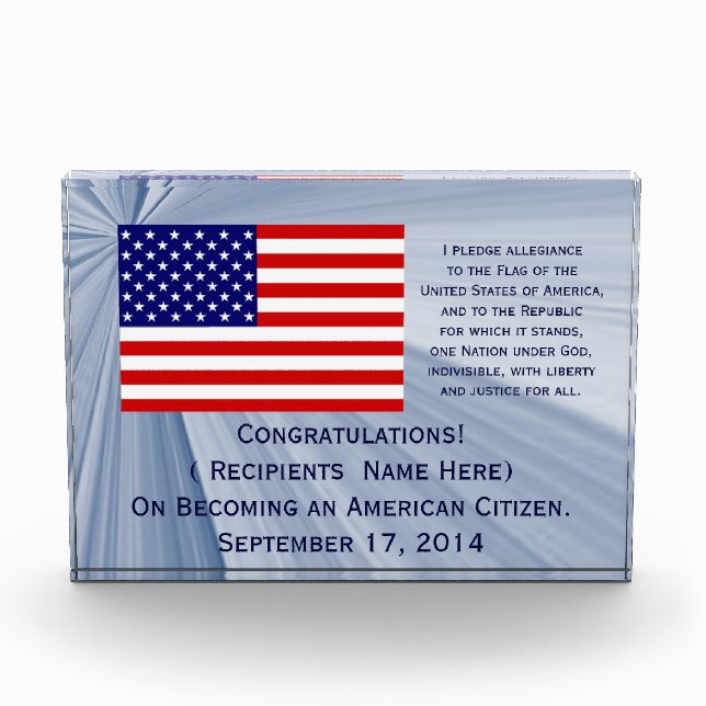 American Citizenship Flag Award with Date (Front)