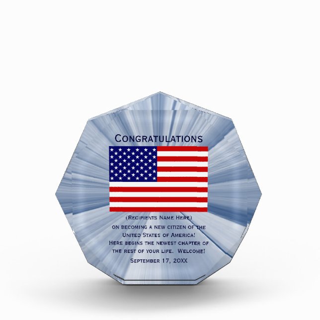 American Citizenship Flag Award with Date by Janz (Front)