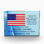 American Citizenship Flag Award with Date by Janz<br><div class="desc">Custom American Citizenship Award Designs by Janz © 2008-2017 Jan Fitzgerald. All rights reserved. Design,  Artwork,  & Photography by Jan & Michael Fitzgerald...  5 Awards SOLD to date ;-)</div>