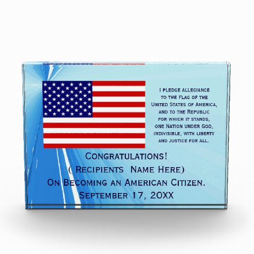 American Citizenship Flag Award with Date by Janz