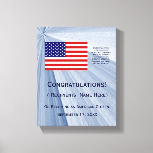 American Citizenship Flag Award with Date by Janz Canvas Print