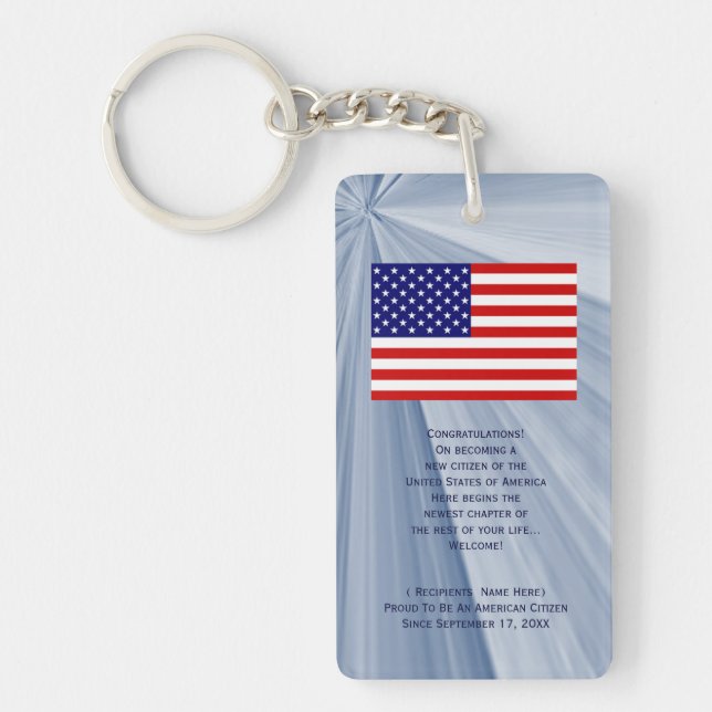 American Citizenship Flag Award with Date by Janz Keychain (Front)