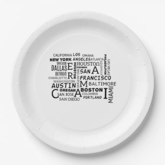 American city name design napkins paper plates