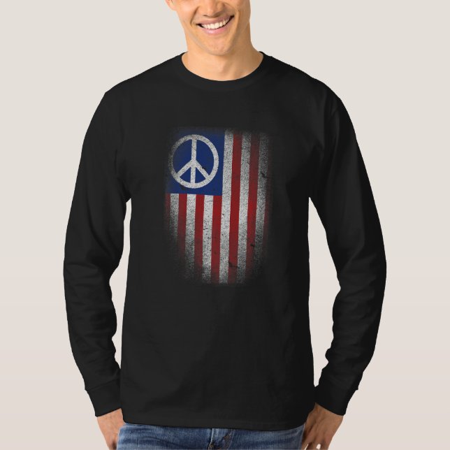 American Civil Peace Flag Sign Symbol Usa Us 4th J T-Shirt (Front)