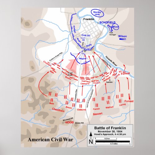 American Civil War Battle of Franklin Hoods Army Poster