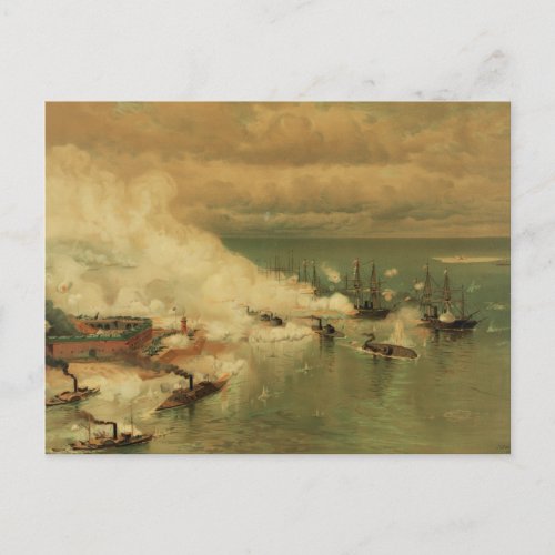 American Civil War Battle of Mobile Bay by L Prang Postcard