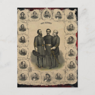 American 🎖️⚔️ Civil War Heroes Spectacular Postcard